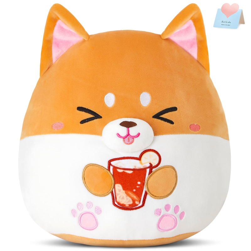 12'' Shiba Inu Puppy Plush Stuffed Animals Plushie Dog With Cola Super Soft Cozy Cuddle Toy Holiday Decor Gift For Boys Girls, 1