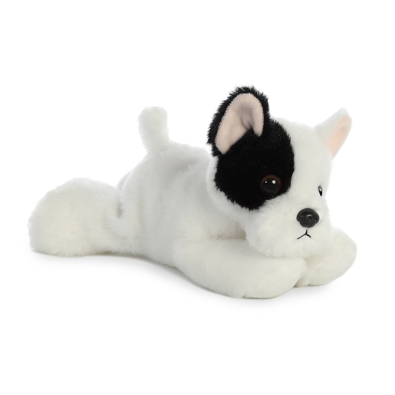 Aurora Adorable Mini Flopsie French Bulldog Pup Stuffed Animal - Playful Ease - Timeless Companions - White 8 Inches