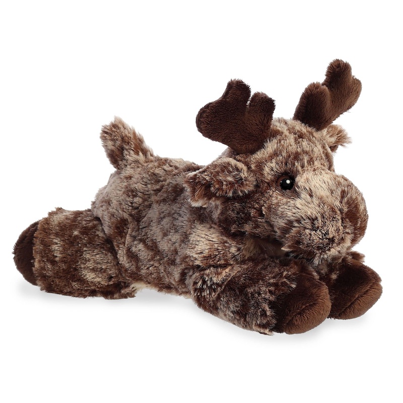 Aurora Adorable Mini Flopsie Maia Moose Stuffed Animal - Playful Ease - Timeless Companions - Brown 8 Inches