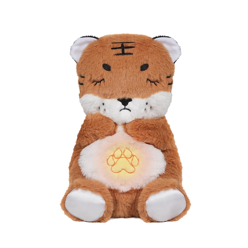 Binhshuanh Breathing Stuffed Animal, Soothe Snuggle Tiger Plush Toy, Breathing Tiger Sleep Buddy With Music Lights & Breathing M