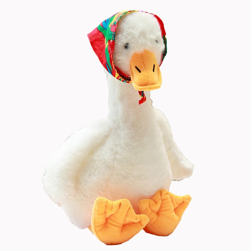 Chelei2019 13.8'' Goose Plush Funny White Goose Stuffed Animal Toy Cute Doll Kids Gift (Turban)