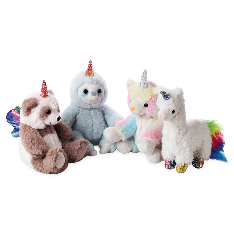 Dazmers 8'' Plush Unicorn Stuffed Animal Toys, Rainbow Unicorn Toys 4 Piece Cute Stuffed Animal Set, Caticorn Pandacorn Llamacor