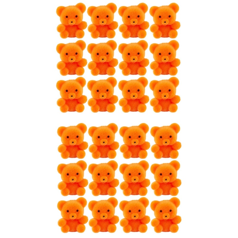 Factory Direct Craft Package Of 24 Sitting Flocked Orange Miniature Teddy Bears - Tiny Bear Shaped Figurines (Size: 1 Inch)