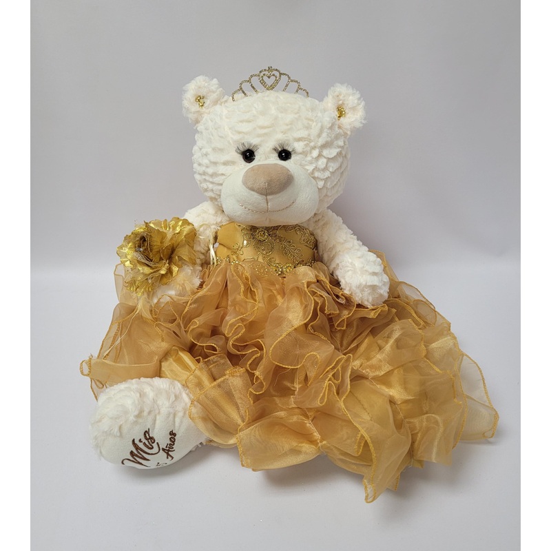 Kinnex Collections Since 1997 20'' Quince Anos Quinceanera Last Doll Teddy Bear With Dress (Centerpiece) ~ Arc16831-6R (Gold)