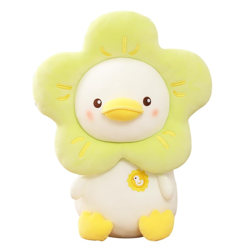 Seyomi Duck Stuffed Animal,Soft Duck Plushies Toy, Cute Flower Duck Stuff Duck,Green 9.8 Inches