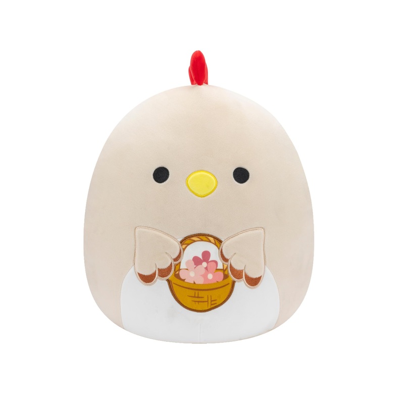 Squishmallows Original 12-Inch Todd Beige Rooster With Basket Of Flowers - Official Jazwares Plush