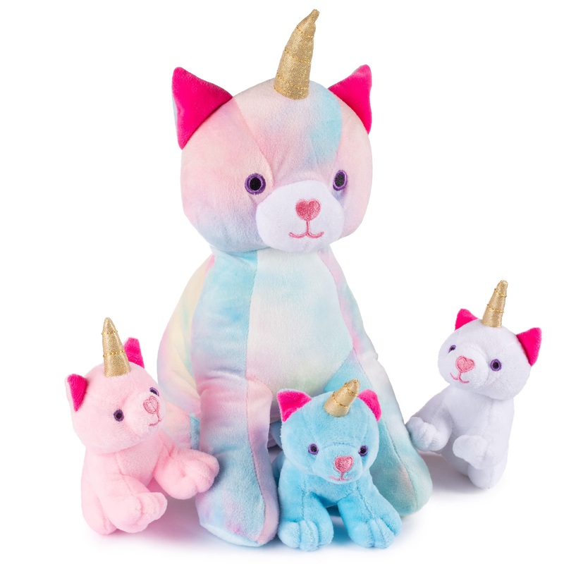 Stuffed Mommy Kitty Unicorn With 3 Kittens In Her Tummy | Plush Unicorn Cat | Unicorn Stuffed Animals | Stuffed Animal Family |