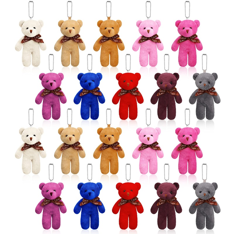 Sumind 20 Pcs 4.7 Inch Mini Bear Toy Tiny Bears Doll Bulk Multicolor Soft Plush Stuffed Animals For Keychain Diy Craft Thanksgiv