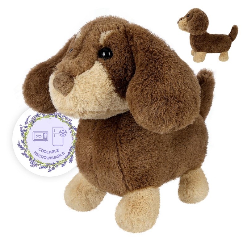 Suzzipals Heatable & Coolable Dachshund Stuffed Animals, Microwavable Heating Pads, Lavender Weiner Dog Plush For Stress, Puppy