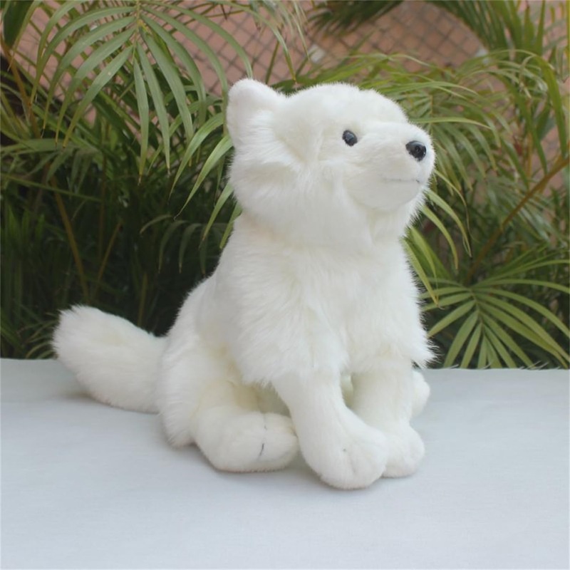 Tammyflyfly Arctic Fox Plush Toy 10Inches, 26Cm, Soft Snow Queen Fox Stuffed Animal Doll (C-Small Sit)