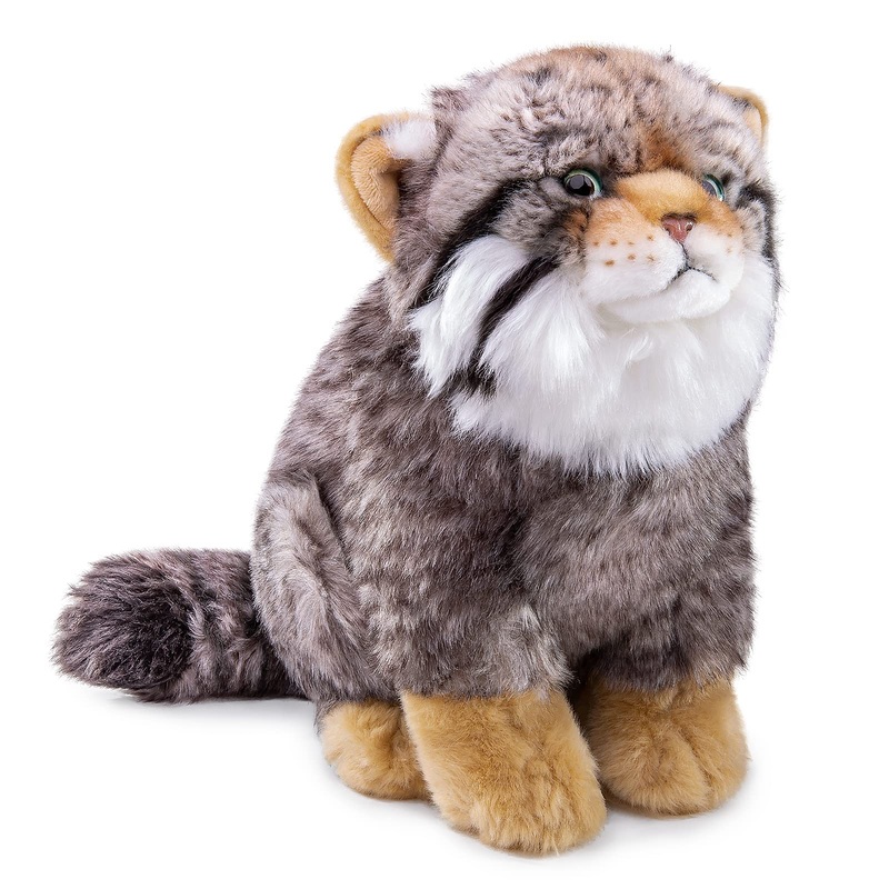 Zhongxin Made British Short Cat Stuffed Animal - 11 Inch Plush Toy Grey Cat, Soft Toy Cat For Kids (Sitting Pallas Cat)