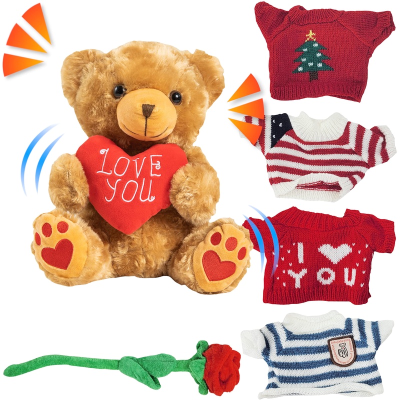 Zillywood 9'' Talking Teddy Bear With Accessories Repeats What You Say. Repeating Talking Teddy Bear Gift For Her. For Valentine