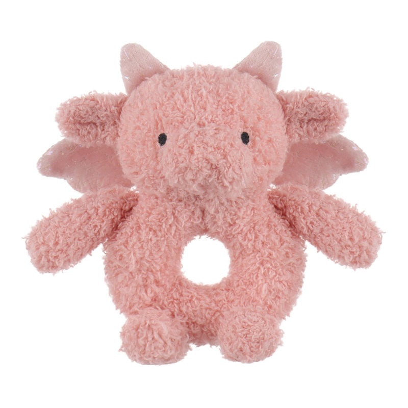Apricot Lamb Baby Lovey Pink Dragon Soft Rattle Toy, Plush Stuffed Animal For Newborn Soft Over 0 Months (Pink Dragon, 5.9 Inche