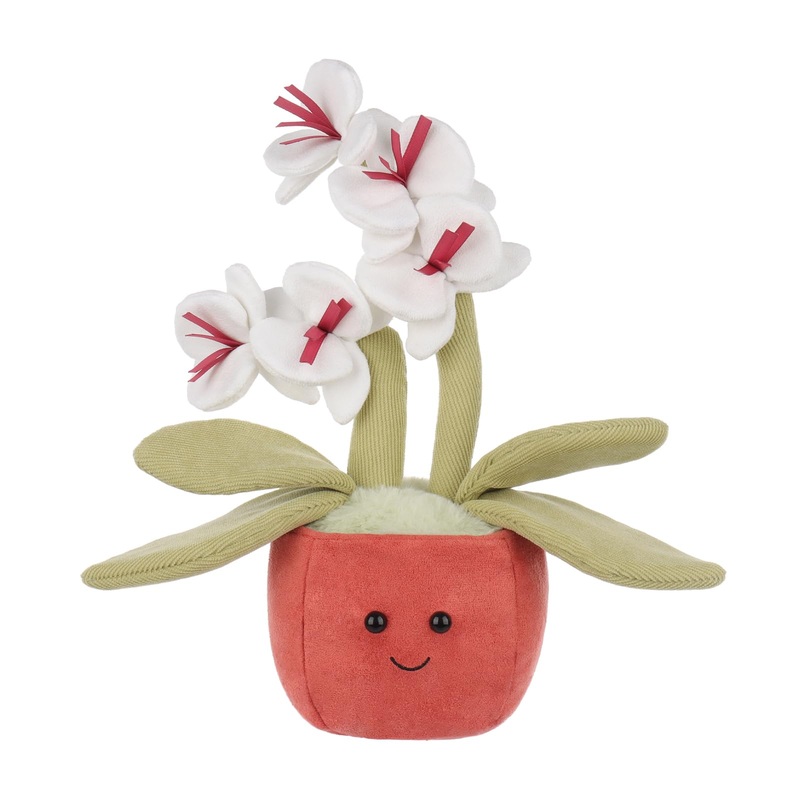 Apricot Lamb Potted Flower Plush Butterfly Orchid Plant Stuffed Animals For Kids, Soft Cute Plushies Toys For Baby Girl And Boy,
