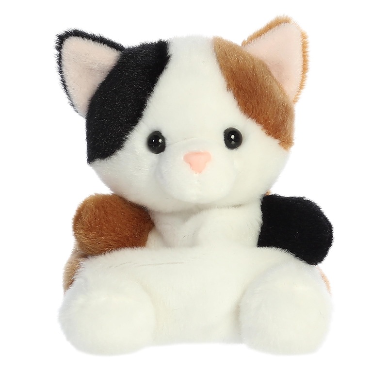 Aurora Adorable Palm Pals Peebs Calico Cat Stuffed Animal - Pocket-Sized Play - Collectable Fun - White 5 Inches