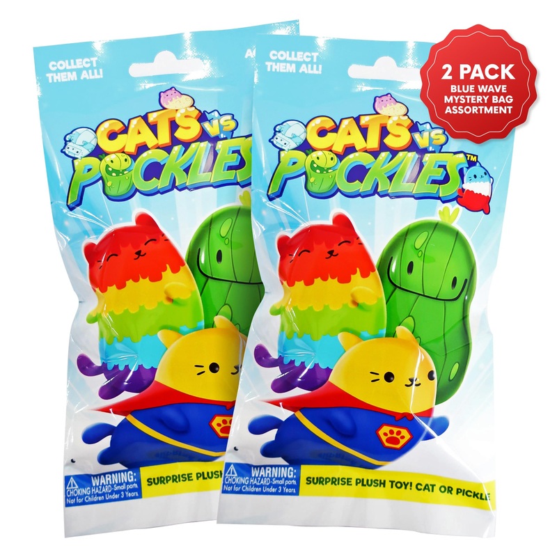 Cats Vs Pickles 2Pk Mystery Bags Blue Wave Abc Bean Filled Plushies | Stocking Stuffers | Blind Bags For Girls And For Boys | Su
