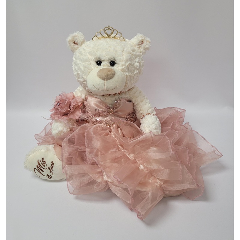 Kinnex 20'' Quince Anos Quinceanera Teddy Bear Doll With Dress - Arc16831-30R (Rose Gold)