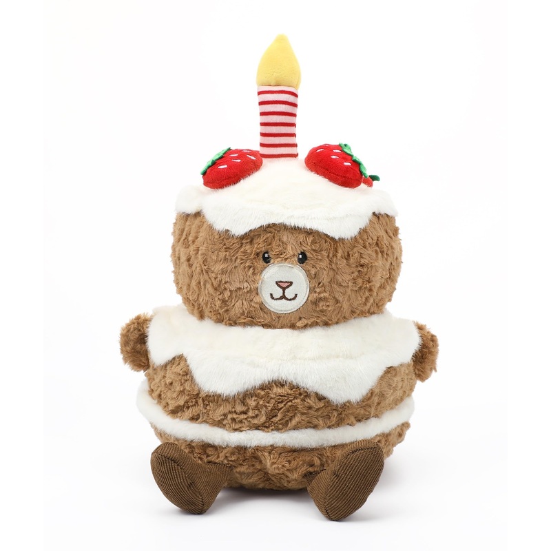 Leyoha Birthday Plush Toy Bear Stuffed - Adorable Cake Stuffed Animal, Cute Teddy Bear Face With Candle, Huggable Kids' Gifts, P