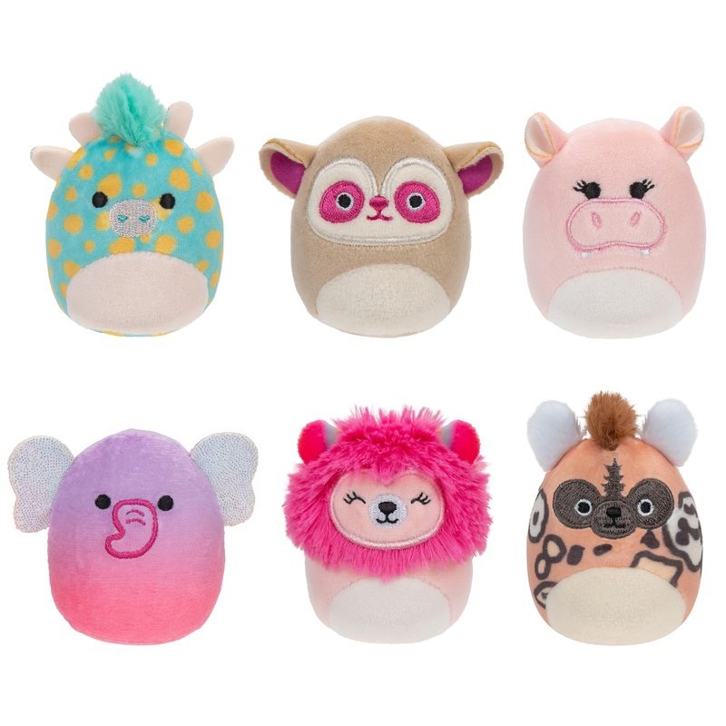 Squishville Sqm0508 Safari Squad, Super Soft Mini Squishmallows, 5 Cm Plush Figures, Pack Of 6