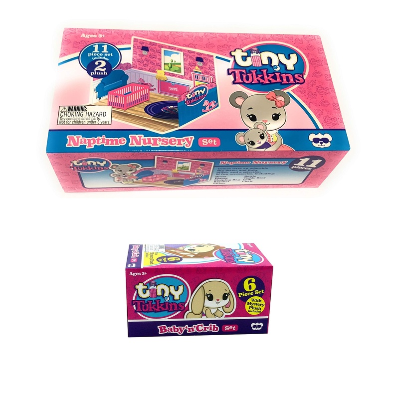 Tiny Tukkins Mouse Family Stuffed Animal Naptime Nursery Playset- Play Nursery Set For Girls & Toddlers Includes Big Sister And