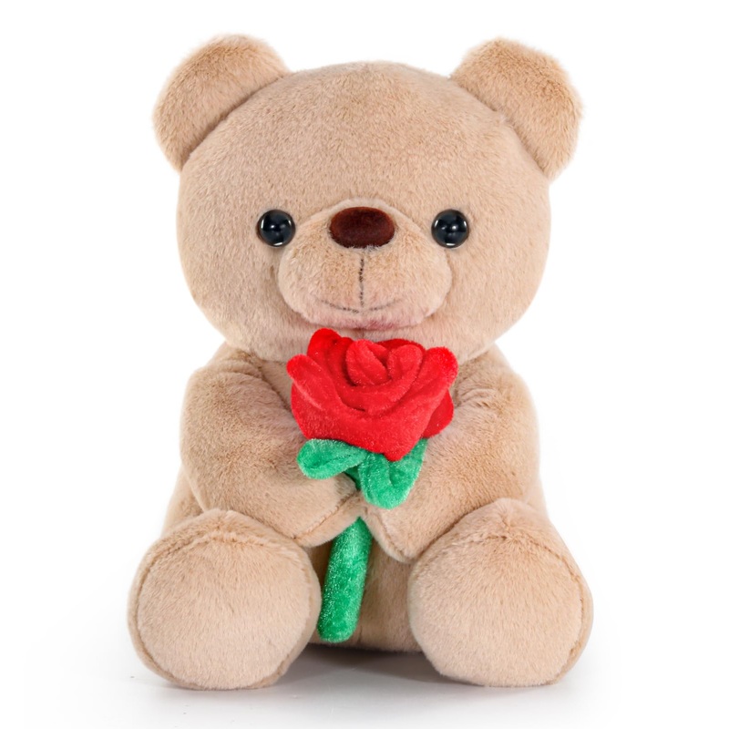 Vanlinny New Valentines Day Gifts For Kids, Teddy Bear Stuffed Animal With Rose, 9?Soft Stuffed Bear Plush Toy, Birthday Gifts F