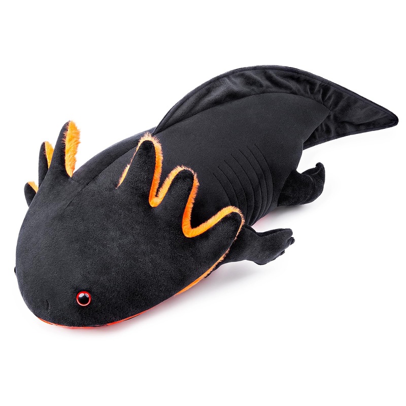 Zhongxin Made Axolotl Plush Toy - 18'' Black Axolotl Fish Lizard Creepy Stuffed Animals Cute Black Reptilian Toys Real Plushie T