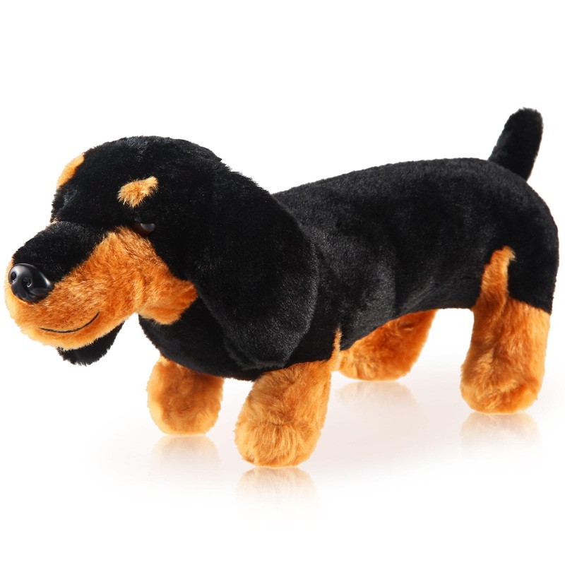 Zjoey Dachshund Dog Plush Stuffed Animal Plush Sausage Dog Plush Soft 3D Pom Plush For Girls Birthday Xmas Bedtime Gift Bed Rest