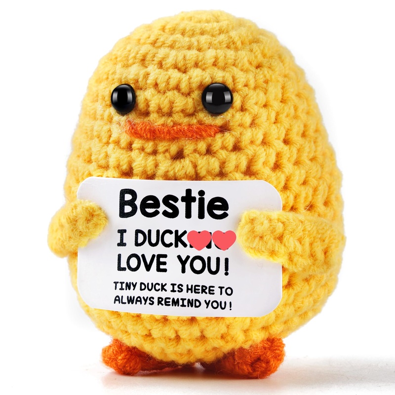 Zlsptk Positive Crochet Animals Duck Emotional Support Plush Crochet Funny Gift For Women Friends Bestie Birthday Emotional Supp