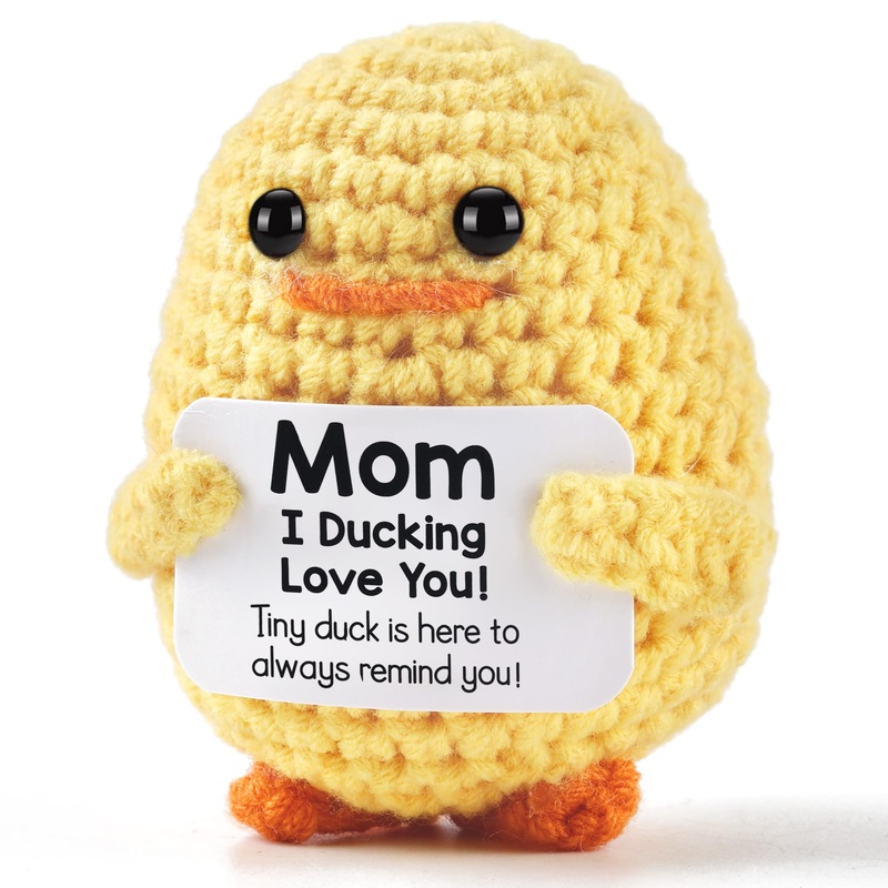 Zlsptk Positive Crochet Animals Duck Emotional Support Plush Funny Gift For Women Friends Mom Birthday Emotional Support Doll Kn