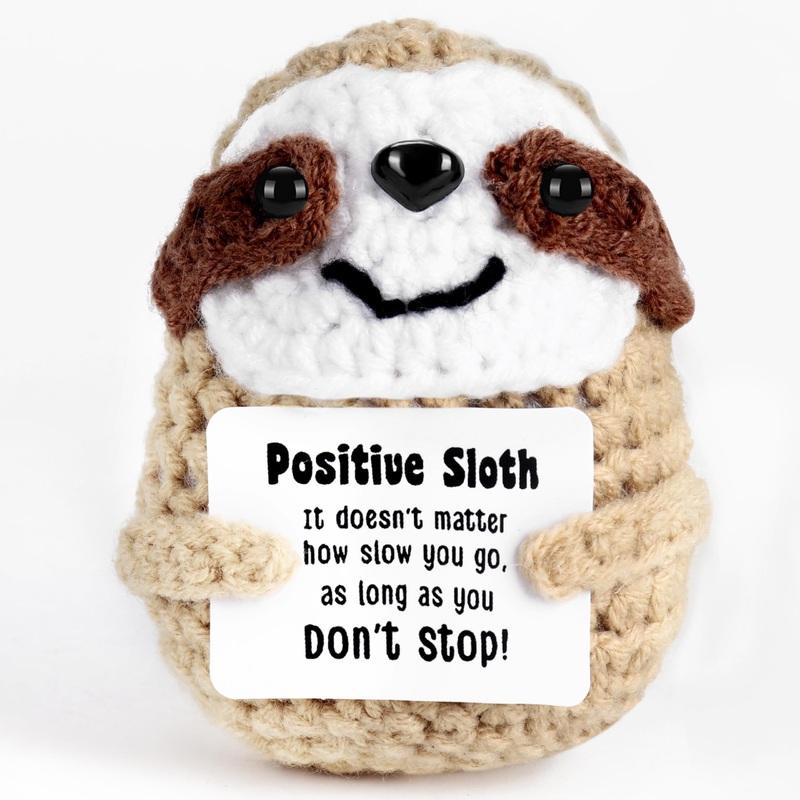 Zlsptk Positive Crochet Animals Sloth Emotional Support Plush Crochet Funny Gift For Women Friends Mom Birthday Emotional Suppor