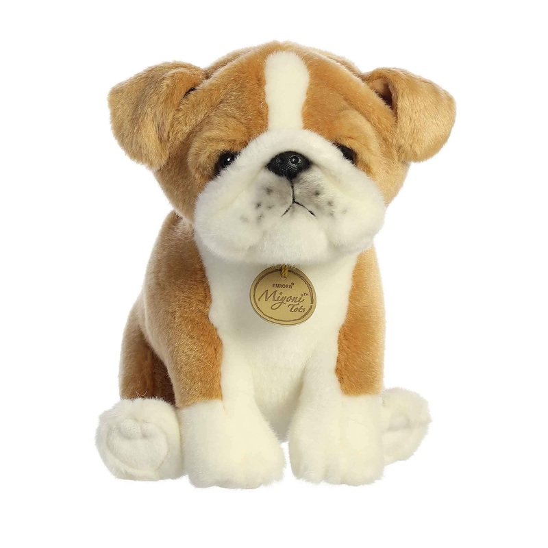 Aurora Adorable Miyoni Tots Bulldog Pup Stuffed Animal - Lifelike Detail - Cherished Companionship - White 8.5 Inches