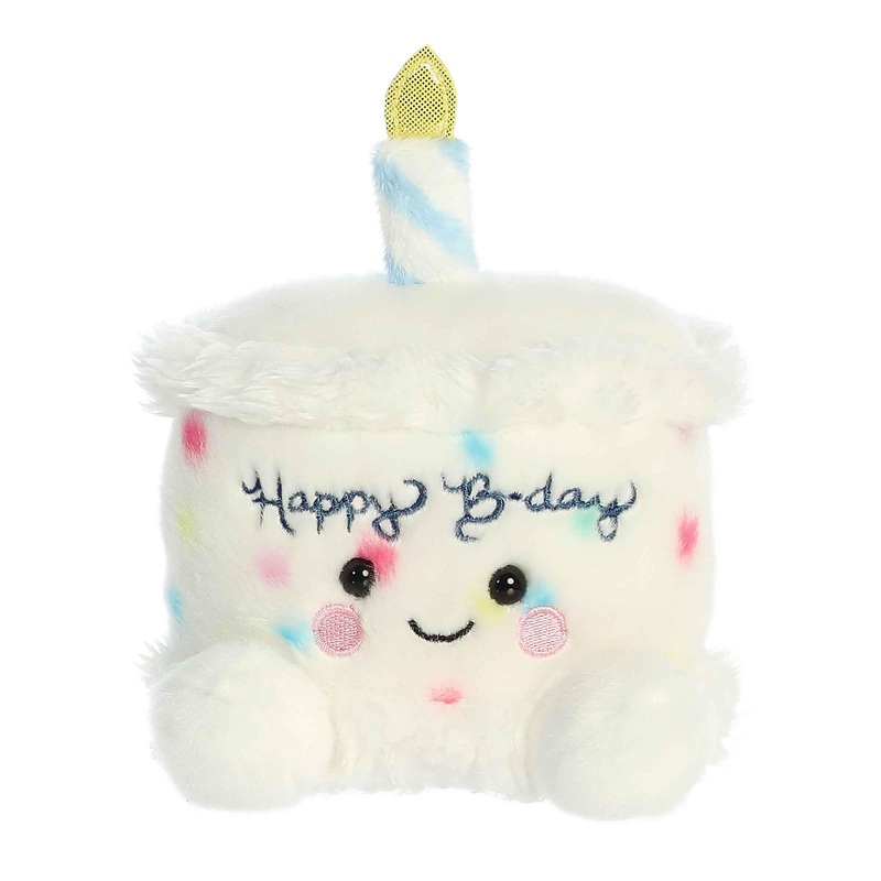 Aurora Adorable Palm Pals Happy B'Day Cake Stuffed Animal - Pocket-Sized Play - Collectable Fun - White 5 Inches