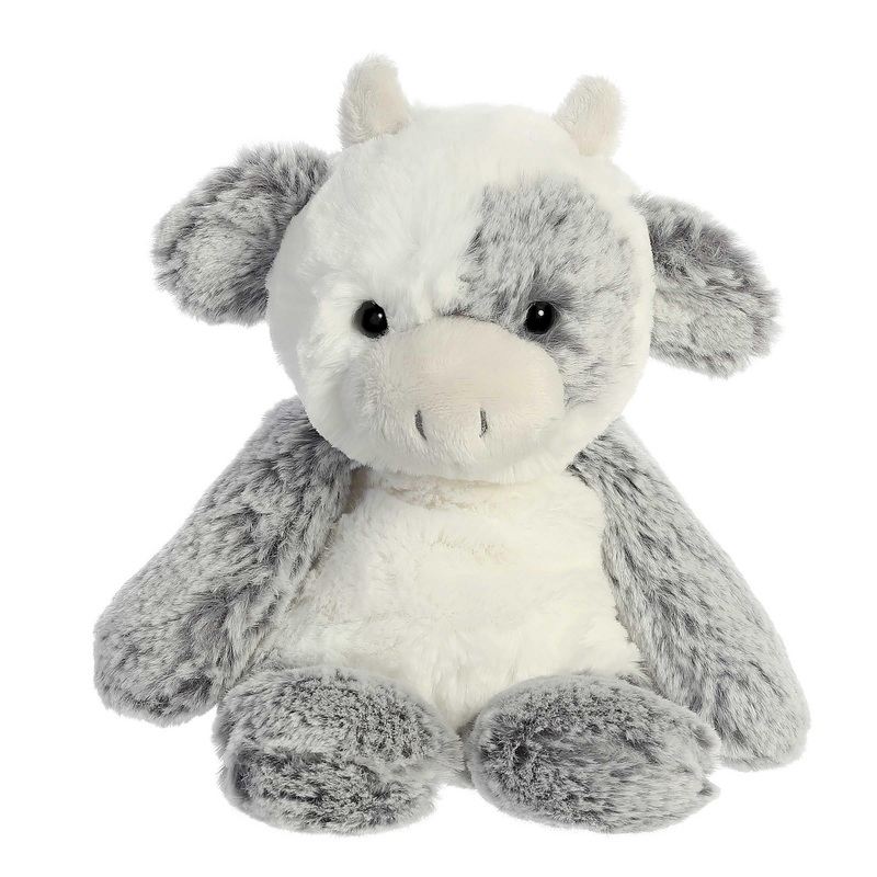 Aurora Snuggly Sweet & Softer Cow Stuffed Animal - Comforting Companion - Imaginative Play - White 9 Inches