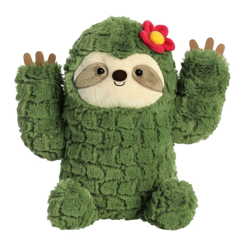 Aurora Whimsical Cactus Kingdom Cactus Sloth Stuffed Animal - Aesthetic Appeal - Comforting Cuddles - Green 10 Inches