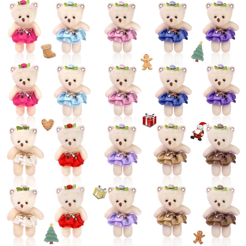 Covzoe 20 Pieces Mini Plush Bears, 4.4 Inch Small Stuffed Bear Bulk, Multicolor Soft Bears Doll, Birthday, Wedding, Party Favors