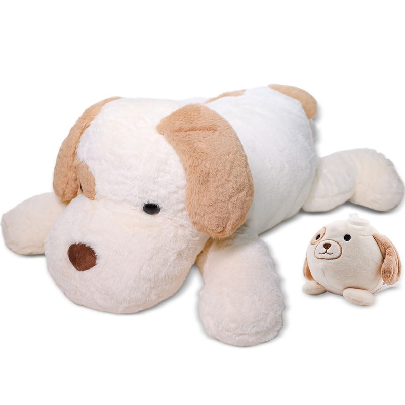 Cuddlery - Large 6 Lbs Cream Luxury Weighted Dog - 27 Inch Weighted Plush - Large Weighted Stuffed Animals - Weighted Plushies F
