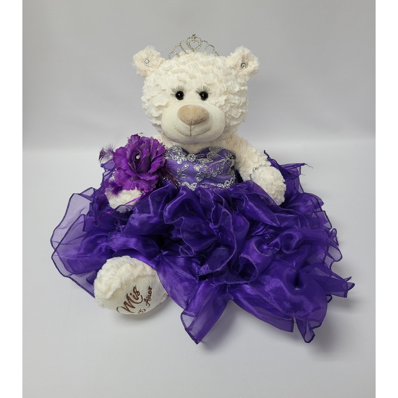 Kinnex Collections Since 1997 20'' Quince Anos Quinceanera Last Doll Teddy Bear With Dress (Centerpiece) ~ Arc16831-13R (Purple)