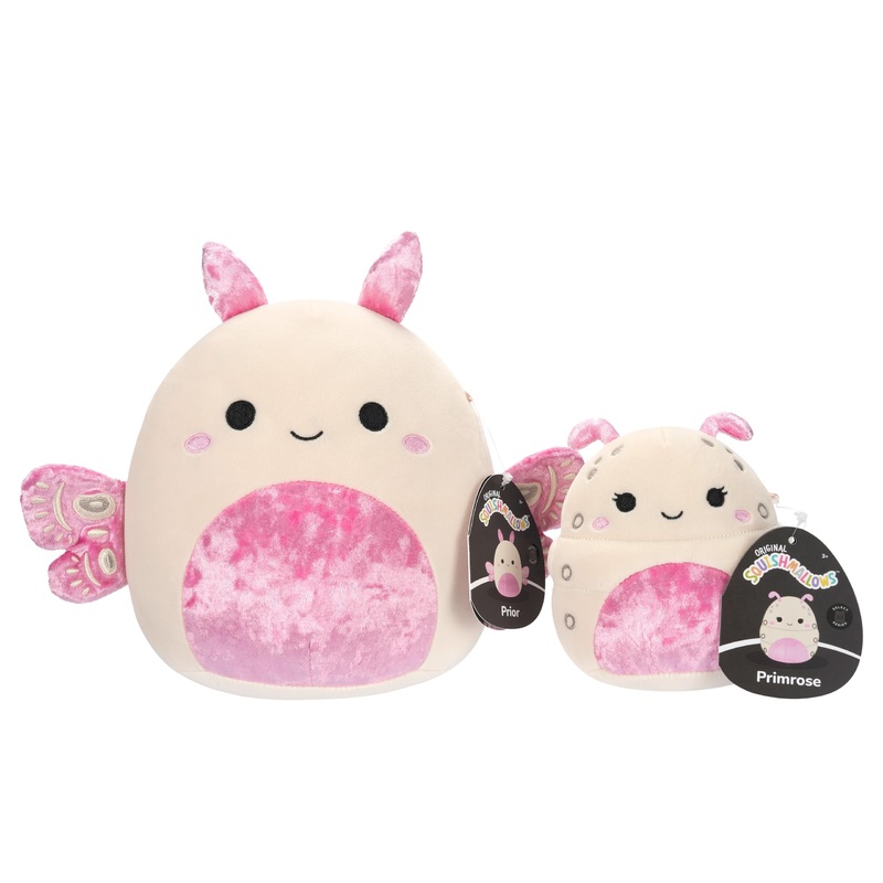 Squishmallows Original 5-Inch Primrose Silkworm And 8-Inch Prior Silk Moth Plush 2-Pack - Official Jazwares Plush