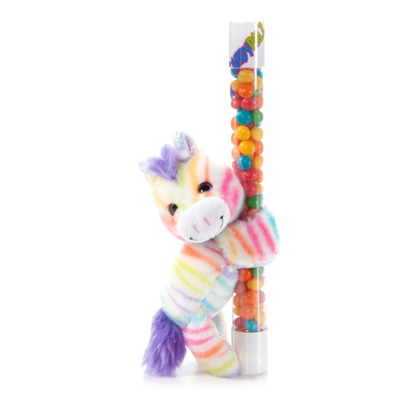 The Petting Zoo Rainbow Zebra Stuffed Animal Plushie Slap Bracelet, Gifts For Kids, Candypalz, Zoologee Colorful Zebra Plush Toy