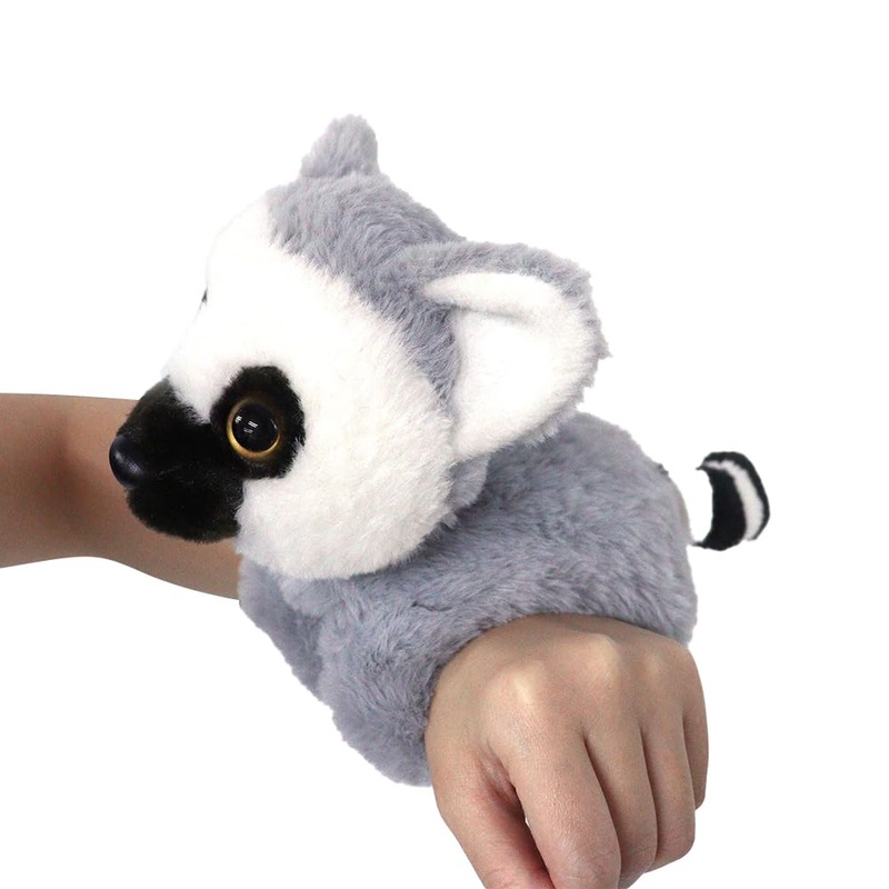 The Petting Zoo Ring Tailed Lemur Stuffed Animal Plushie Slap Bracelet, Gifts For Kids, Slapstix Wildlife Animals, Lemur Plush T