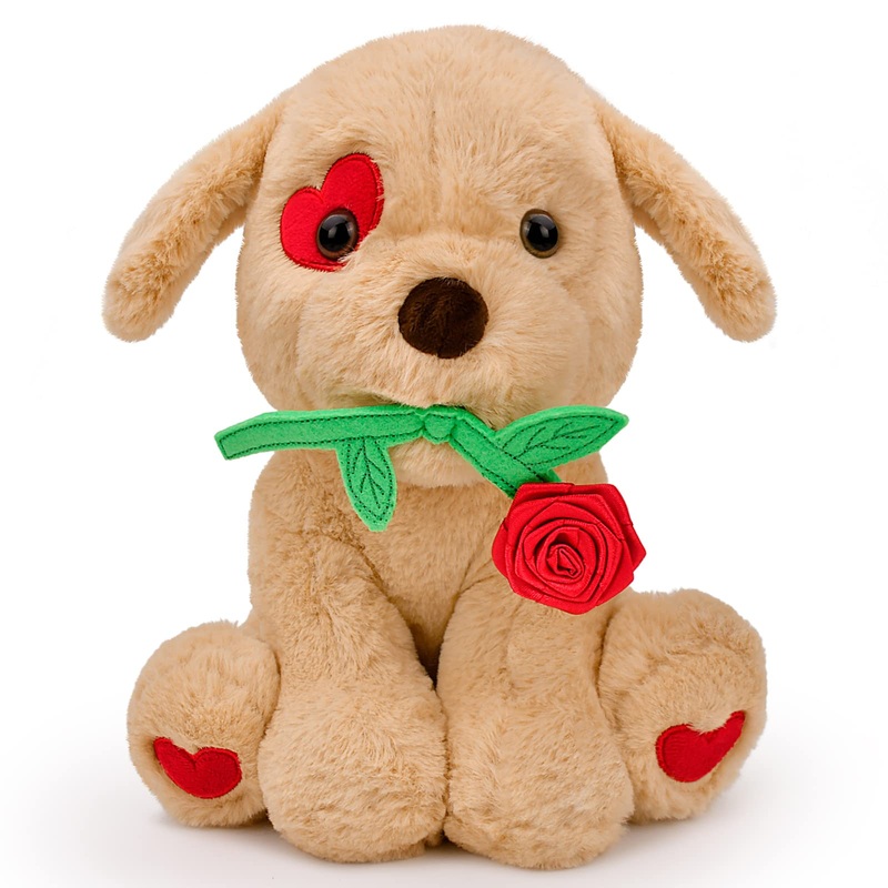 Valentines Day Gifts For Her Women Girlfriend Kids Funny Cute Plush Stuffed Animal Puppy Dog With Rose Gifts For Daughter Wife M