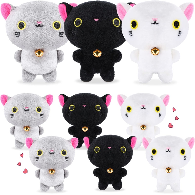 Zomiboo 9 Pcs Cat Stuffed Animals Bulk Mini Plush Cat Pig Stuffed Kitten Soft Doll Piggy Plush Toys Ornament For Diy Keychain Ha