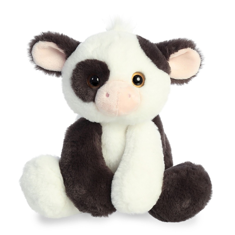 Aurora Adorable Flopsie Bessie Cow Stuffed Animal - Playful Ease - Timeless Companions - White 12 Inches
