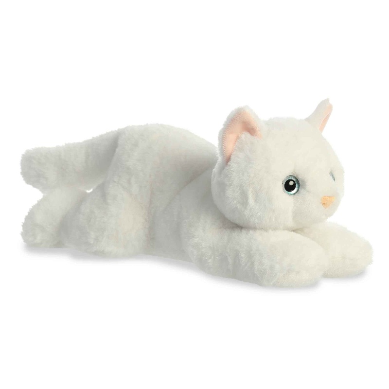 Aurora Adorable Flopsie Precious White Kitty Stuffed Animal - Playful Ease - Timeless Companions - White 12 Inches