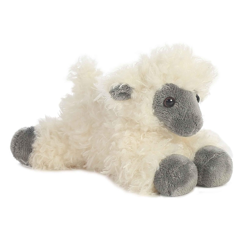 Aurora Adorable Mini Flopsie Black Face Sheep Stuffed Animal - Playful Ease - Timeless Companions - White 8 Inches