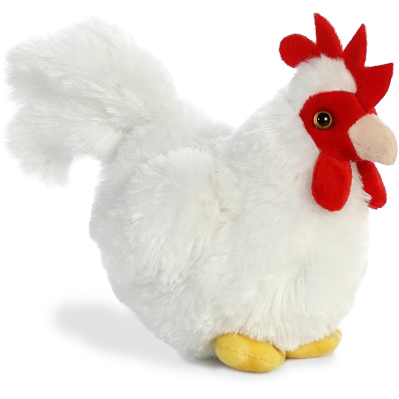 Aurora Adorable Mini Flopsie Chicken Stuffed Animal - Playful Ease - Timeless Companions - White 8 Inches
