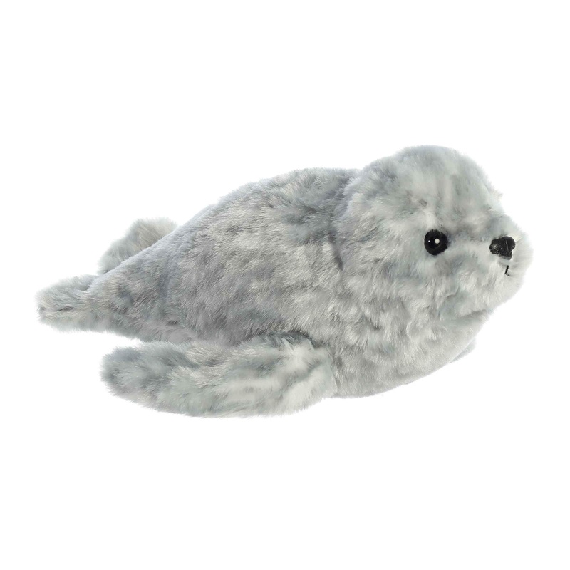 Aurora Adorable Mini Flopsie Harbor Seal Stuffed Animal - Playful Ease - Timeless Companions - Gray 8 Inches
