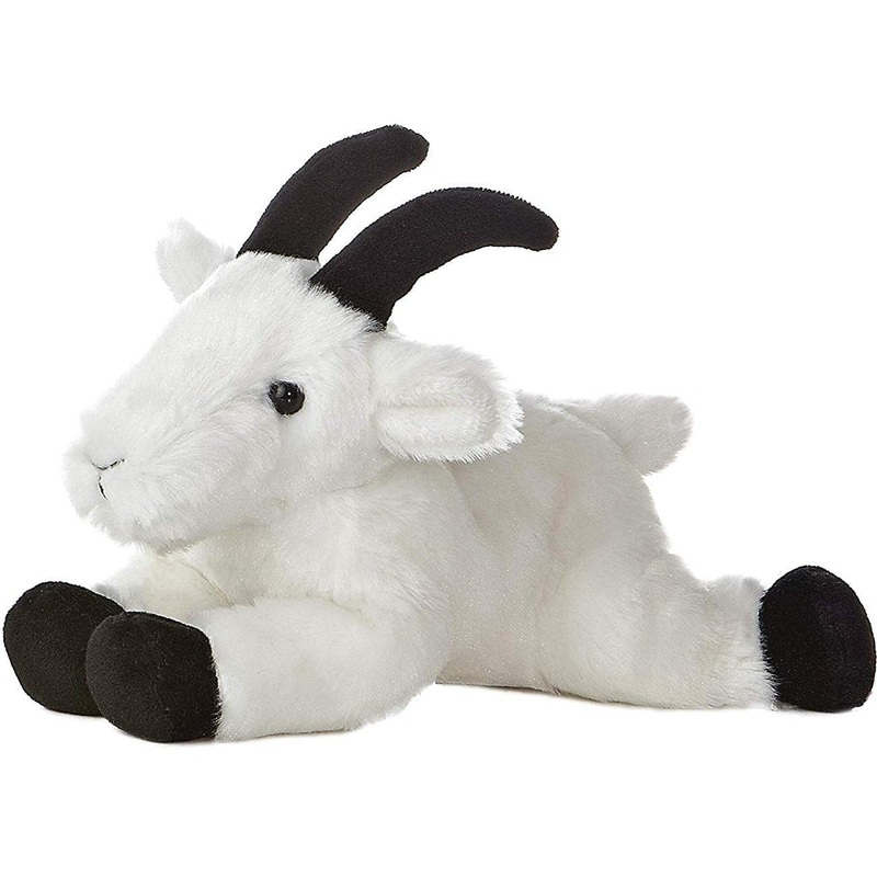 Aurora Adorable Mini Flopsie Rocky Mountain Goat Stuffed Animal - Playful Ease - Timeless Companions - White 8 Inches