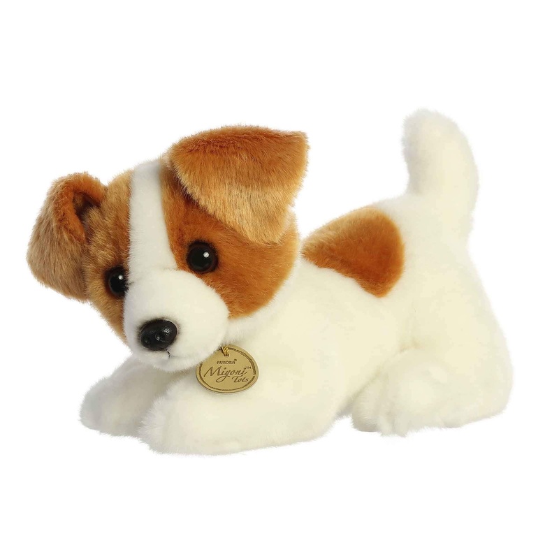 Aurora Adorable Miyoni Tots Jack Russell Pup Stuffed Animal - Lifelike Detail - Cherished Companionship - White 9 Inches