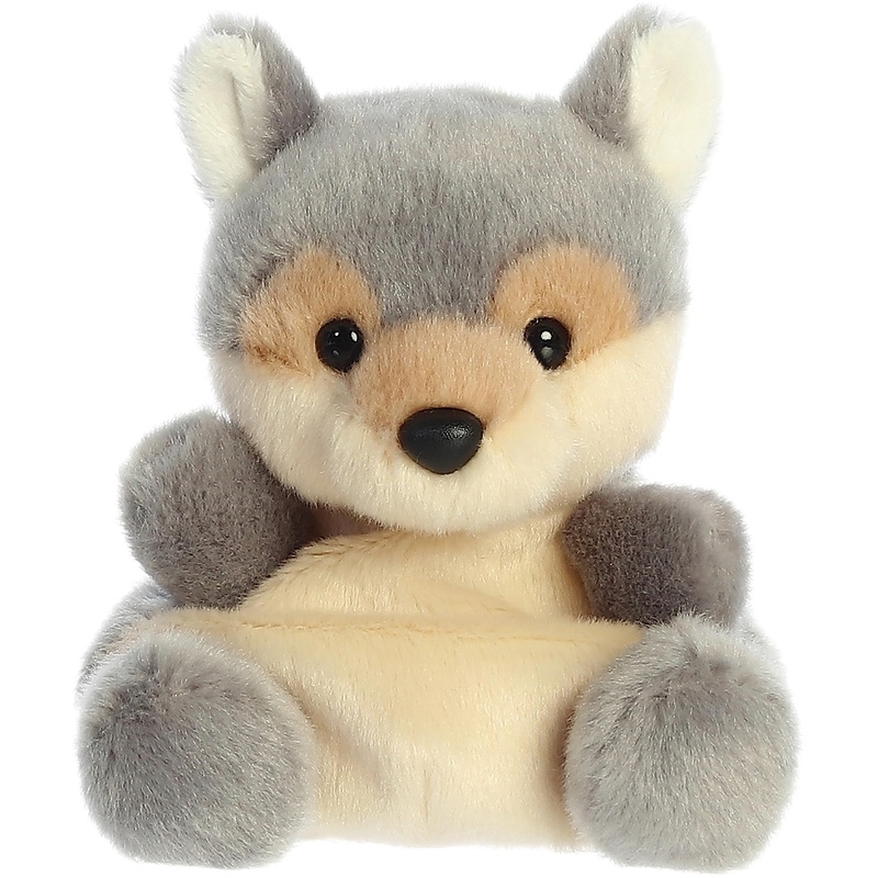Aurora Adorable Palm Pals Lucian Wolf Stuffed Animal - Pocket-Sized Play - Collectable Fun - Gray 5 Inches